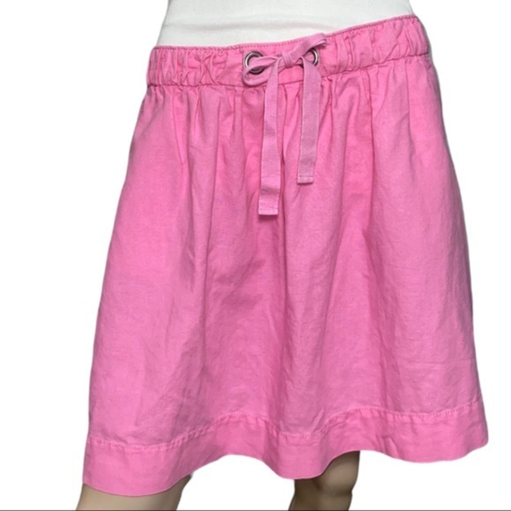 J. Crew Women’s Size L Pink Linen Cotton Drawstring Waist Side Pocket Skirt